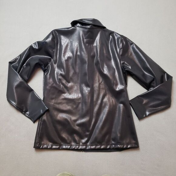 Columbia Omni-Heat waterproof black moto jacket, size large Faux Leather Sz L - Picture 2 of 14